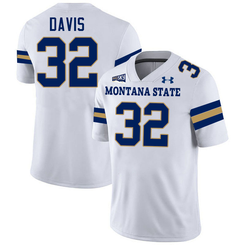 #32 Julius Davis Montana State Bobcats Jerseys Football Uniforms Stitched-White #32 Julius Davis Montana State Bobcats Jerseys Football Uniforms Stitched-White